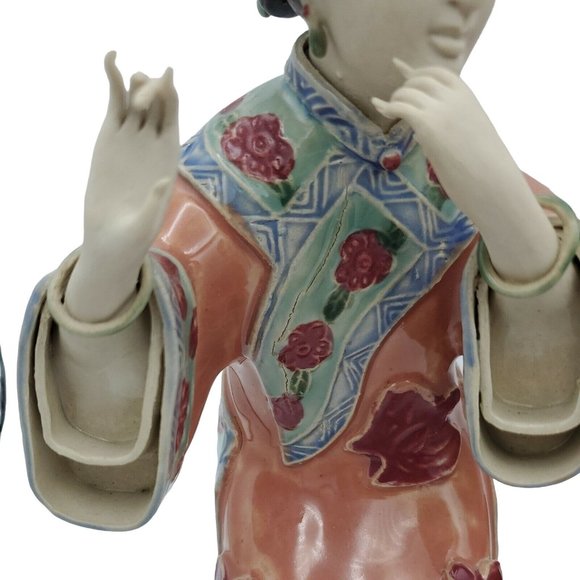 Shiwan Shi Wan Porcelain Figurines Ladies  Musicians Geisha Seated Chinese Women - Picture 9 of 12